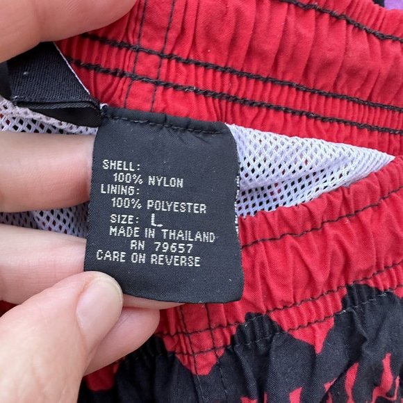 Vintage Hobie Red Purple Green Black Swim Shorts Bathing Suit Trunks Size Large - Picture 5 of 7